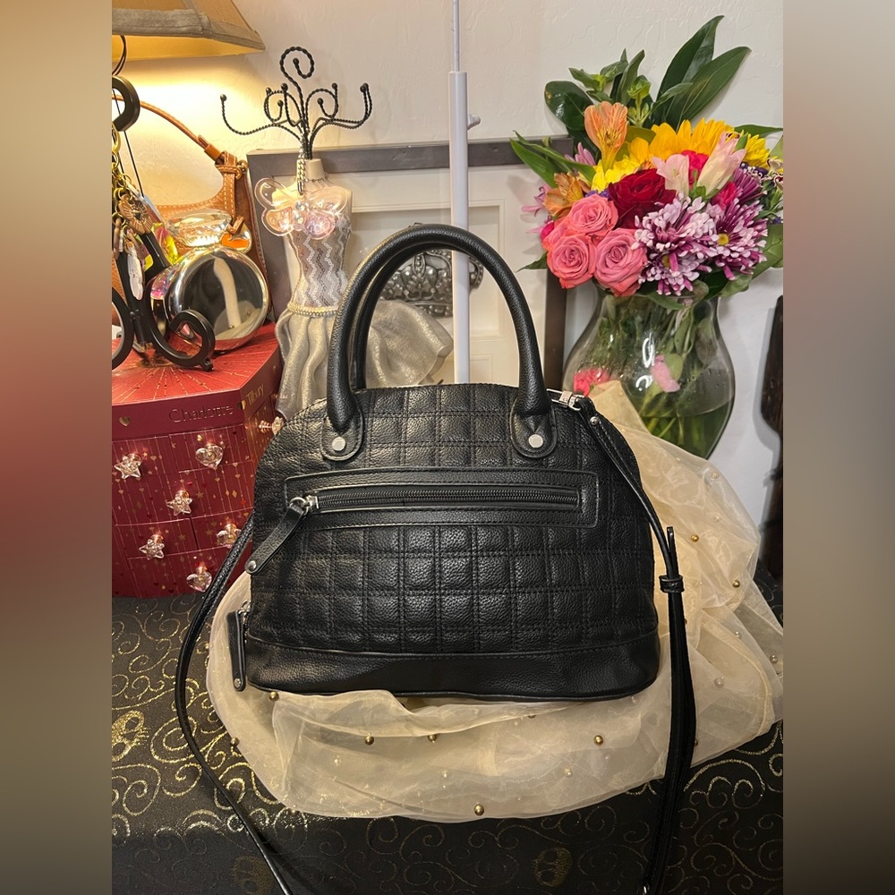 Tignanello Black Quilted Dome Handbag Crossbody